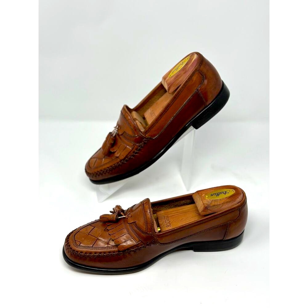 GIORGIO BRUTINI Men’s Size 8 Le Glove Loafers Brown Leather Kiltie Tassel Shoes - Picture 3 of 13
